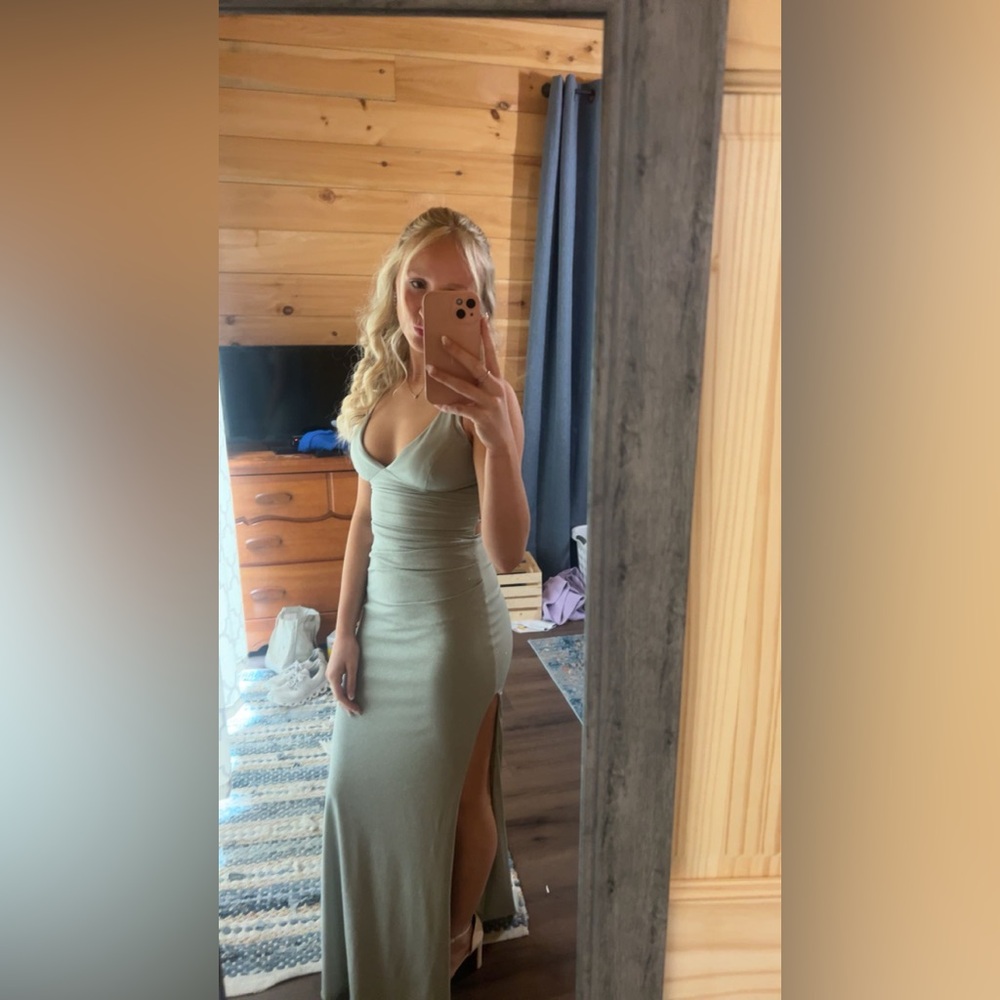 Windsor Light Green Maxi Dress with Side Slit